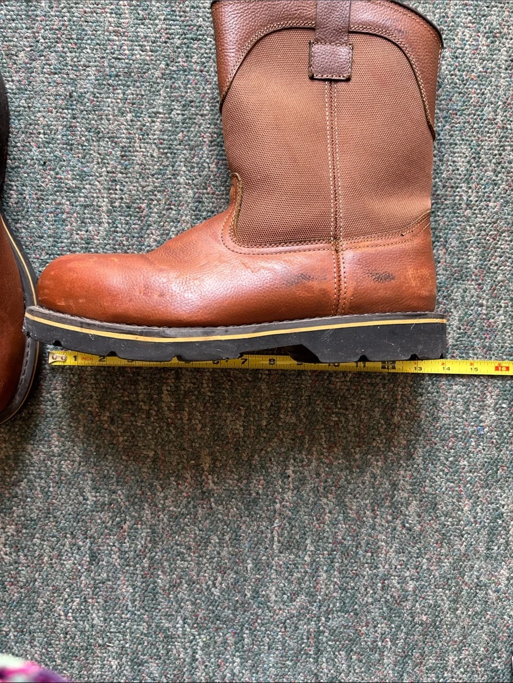 Men's Brown Leather Pull-On Work Boots